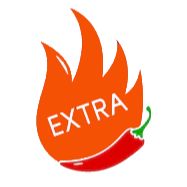 An icon of a chili pepper and a flame, indicating that this menu item is extra spicy!